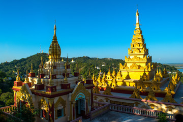 Fototapeta premium Sagaing, Myanmar - temples at Sagaing Hill, seen during the afternoon