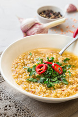 Homemade lentil soup