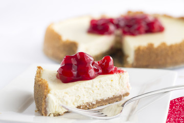 Cherry cheesecake, red and white