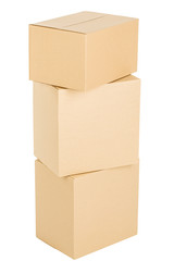 Pile of cardboard boxes on a white background