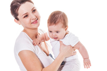 Mother and baby playing