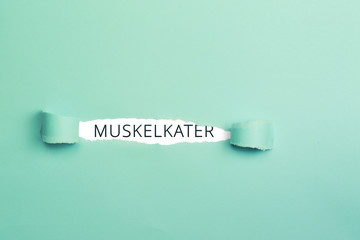 MUSKELKATER Schriftzug - aufgerissenes Papier