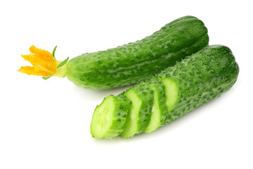 fresh cucumber slices isolated on white background