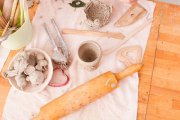 Child hands with plasticine