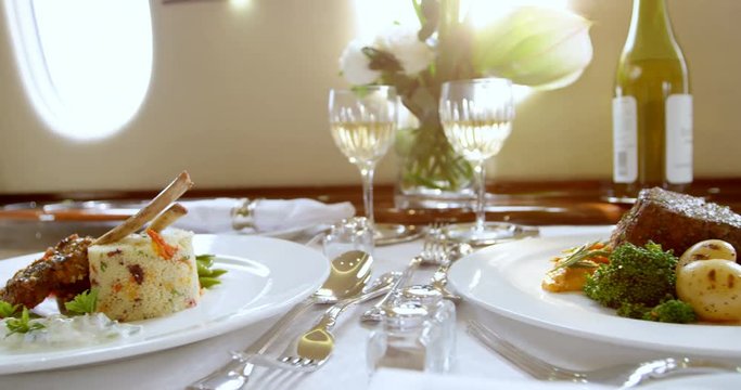 Food and drink served on a table 4k