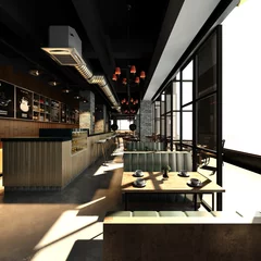 Aluminium Prints Restaurant 3d render of luxury restaurant