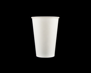 white coffee cup on isolated black background