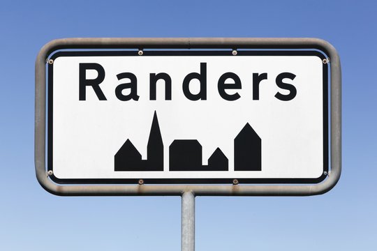 Randers city road sign in Denmark 