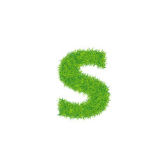 Green grass letter s on white background.