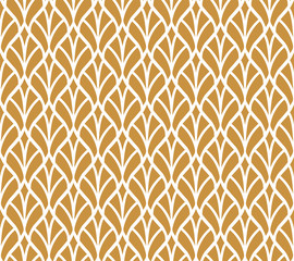 Vector Golden Leaves Seamless Pattern. Abstract Grid Background. Geometric texture.