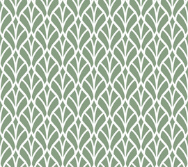 Vector Green Leaves Seamless Pattern. Abstract Grid Background. Geometric texture.
