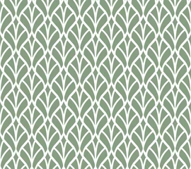 Wallpaper murals Geometric leaves Vector Green Leaves Seamless Pattern. Abstract Grid Background. Geometric texture.