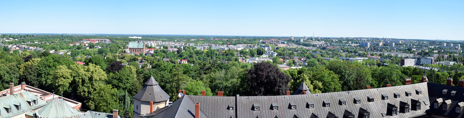 Częstochowa, panorama miasta z wieży klasztoru Jasna Góra - obrazy, fototapety, plakaty