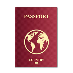Creative vector illustration of passports with globe map isolated on transparent background. Art design. Front cover international identification document. Abstract concept graphic element