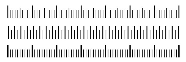Creative vector illustration of size indicators set isolated on background. Different unit distances. Art design horizontal measure scale distances. Abstract concept graphic element