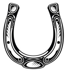 Hand drawn lucky horseshoe. Tattoo design