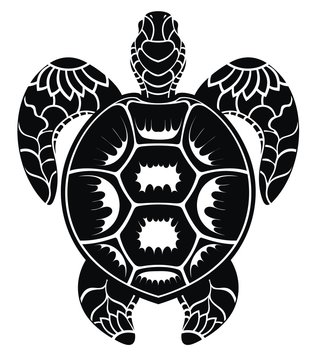 Vector illustration decorative turtle on white background.Black and white. Modern vector design.