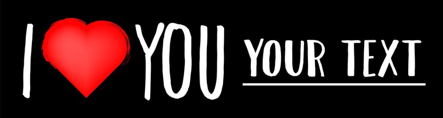 Creative vector illustration of red heart i love you with place for your text isolated on background. Art design. Valentines love day. Abstract concept graphic element