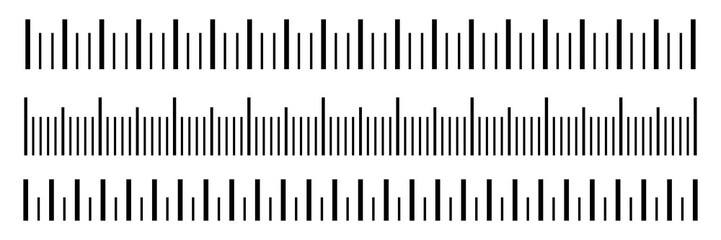 Creative vector illustration of size indicators set isolated on background. Different unit distances. Art design horizontal measure scale distances. Abstract concept graphic element