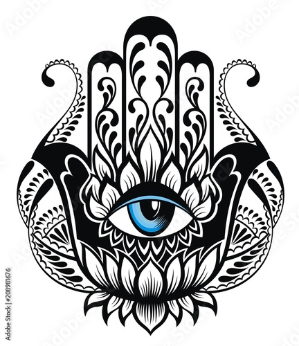 Download "Hamsa symbol. Hand of Fatima. Tattoo design" Stock image ...