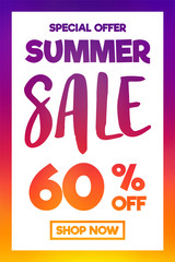 Vibrant coloured background for Summer Sale. Vector.