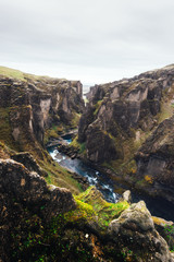 Fototapeta na wymiar View on famous Fjadrargljufur canyon in South east Iceland, Europe