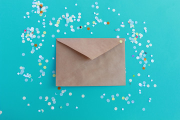 Blue background envelope craft wedding