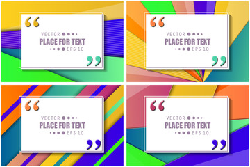 Fototapeta premium Creative vector illustration of colorful material design style quote bubbles background. Art design template trendy web, banner presentation, flyers, business brochure, poster, magazine articles text