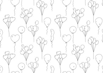 Festive seamless pattern with balloons on white background.