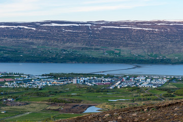 Town of Akureyri in Iceland