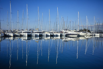 Yachts parking in harbor