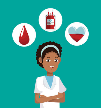 Paramedic and blood donation campaign vector illustration graphic design