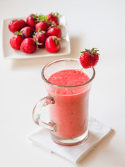 Strawberry smoothie with banana and milk