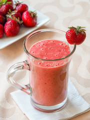 Strawberry smoothie with banana and milk