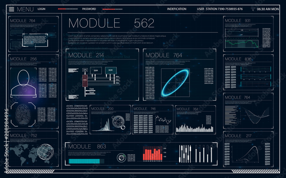 Poster hud ui app. futuristic user interface hud and infographic elements.