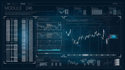 HUD UI for business app. Futuristic user interface HUD and Infographic elements. 