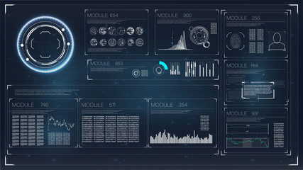 HUD UI  app. Futuristic user interface HUD and Infographic elements. Future technology display design.
