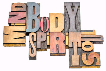 mind, body, spirit and soul  word abstract