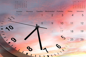 Clock and calendar in sky