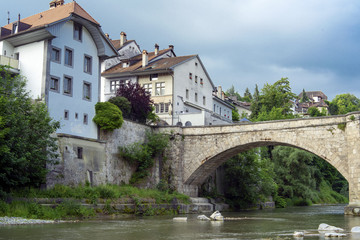 Fototapeta na wymiar Architecture and culture in Fribourg, Switzerland