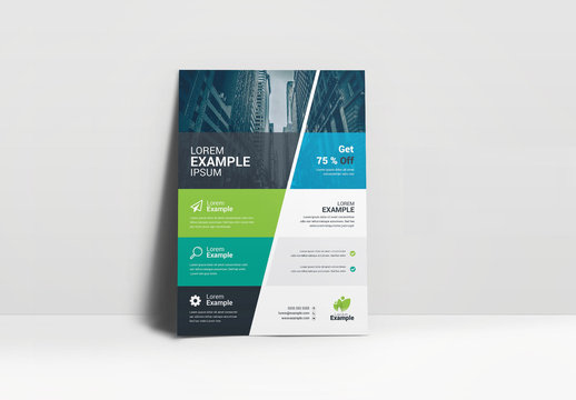 Business Flyer Layout with Green and Blue Accents