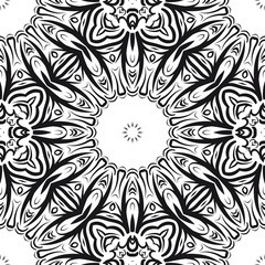 Floral Geometric Pattern with hand-drawing Mandala. Vector super illustration. For fabric, textile, bandana, scarg, print.