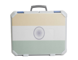 Business travel suitcase with Indian flag
