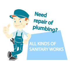 Plumber for repair vector