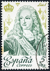 stamp printed by Spain shows image portrait of King Luis I