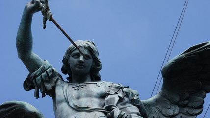 Statue of the Archangel Michael on top of the fortress of Castel Sant'Angelo