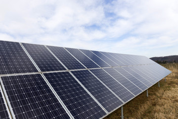 Solar Power Station on the spring Meadow 