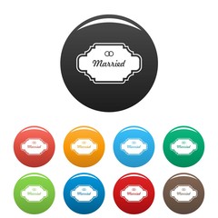 Married label icon. Simple illustration of married label vector icons set color isolated on white