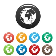 World tourism icon. Simple illustration of world tourism vector icons set color isolated on white