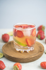 Water with strawberry and lime